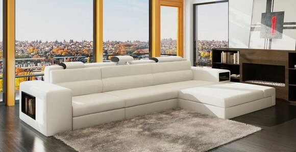 Wohnlandschaft Designer Sofa Couch L Form Leder Sofas Eck Garnitur Neu