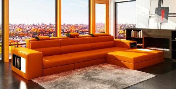 Wohnlandschaft Designer Sofa Couch L Form Leder Sofas Eck Garnitur Neu Haid -O