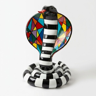 Handarbeit Abstrakte Figur Statue Design Bunte Statuen Skulptur 90cm Cobra