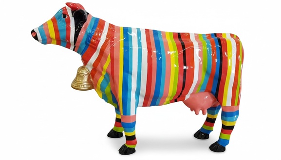 Handarbeit Abstrakte Figur Statue Design Bunte Designer Skulptur Kuh Statuen