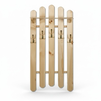 Handgefertigte Wandgarderobe aus massivem Kiefernholz Kleiderschrank mit 5 Haken