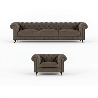 Hellgraue Chesterfield Polstermöbel Edle Textil Couchen Luxus Sessel