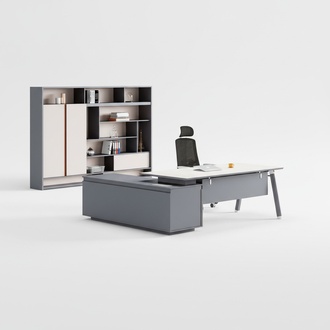 Hellgrauer Ecktisch Designer Arbeitszimmer Möbel Chef Holz Schreibtisch