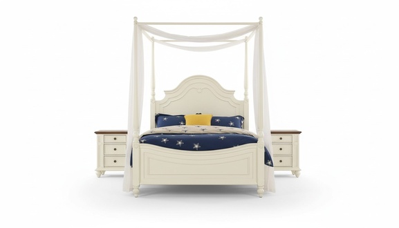 Himmelbett Bett 3tlg. Set Schlafzimmer Betten 3tlg Set Landhaus Möbel Nachttisch