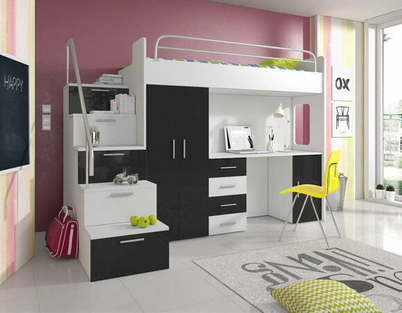 DOPPELSTOCKBETT STOCKBETT BETT ETAGENBETT MIT SCHREIBTISCH + KLEIDERSCHRANK