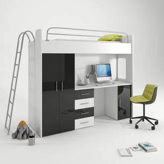 Hochbett Etagenbett mit Schrank Schreibtisch Doppelstockbett Bett Kinderzimmer