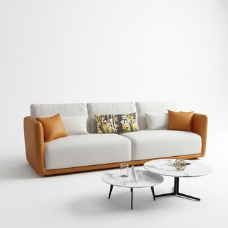 Hochklassige Wohnzimmer Designer Möbel 4 Sitzer Couch Big XXL Sofa Orange Leder