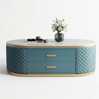 Hochwertige Wohnzimmer CouchTische - Oval Designer Edelstahl Tisch Luxus Turkis