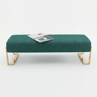 Hocker Polsterhocker Fuß Ablage Möbel Wohnen Sitzbänke Sitz Textil Grün