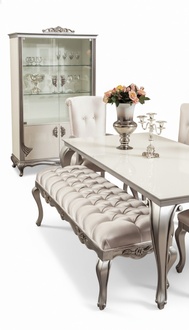 Hocker Sitz Bänke Design Textil Stoff Wohnzimmer Bank Luxus Chesterfield