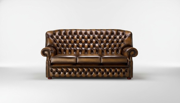 Hohe Rückenlehne Chesterfield Leder Sofa Couch Polster Sitz Garnitur 3 Sitzer