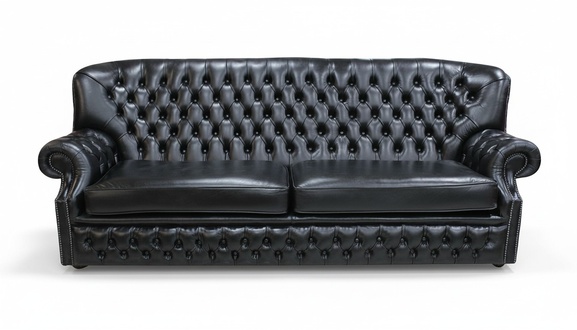 Hohe Rückenlehne Chesterfield Leder Sofa Couch Polster Sitz Garnitur