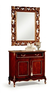 Holz Italienische Möbel 2tlg Set Möbel Stil Barock Luxus Kommode mit Spiegel Neu
