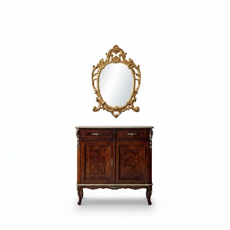 Designer Holz Italienische Möbel Design Möbel Stil Barock 2tlg Kommode mit Spiegel Neu