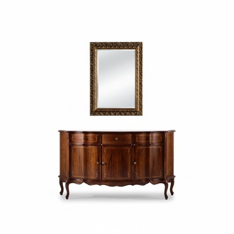Schicke Holz Luxus Italienische Möbel 2tlg Set Möbel Stil Barock Kommode mit Spiegel Neu