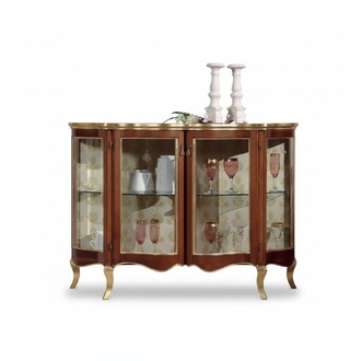 Holz Vitrinen Glas Schrank Echtholz Vitrine Wohnzimmer Möbel Anrichte