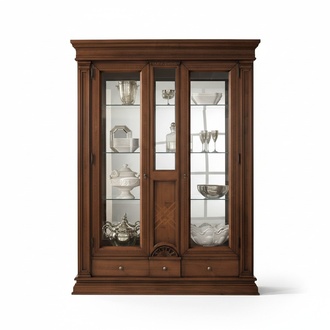 Holz Vitrinen Massive Glas Schrank Echtholz Anrichte Vitrine Wohnzimmer Möbel