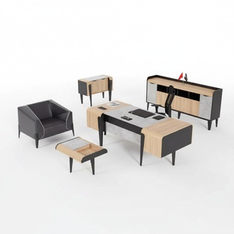 Holzmöbel Arbeitszimmermöbel Komplettes Set Schreibtisch Schränke Möbel