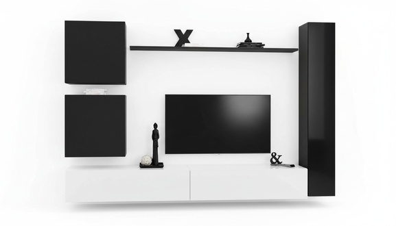 Holzmöbel Wohnwand Modernes Schwarz Möbel TV-Ständer Einrichtung Sideboard