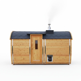 Holzsauna Gartensauna Außensauna Sauna Fasssauna 4-6 Personen 46 mm 400cm