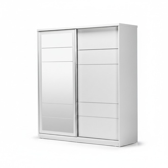 Holzschrank Schrank Kleiderschrank Anbauschrank Spiegel Holz Weiß