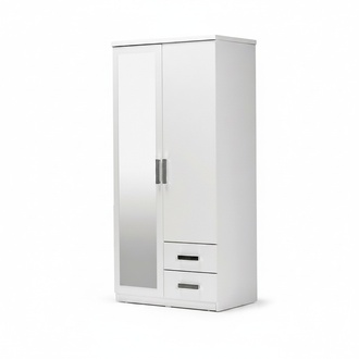 Holzschrank Schrank Kleiderschrank Anbauschrank Spiegel Holz Weiß Schlafzimmer