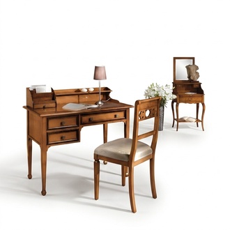 Holztisch Stuhl Tische 2tlg Einrichtung Echtholz Büro Schreibtisch Sessel Tisch