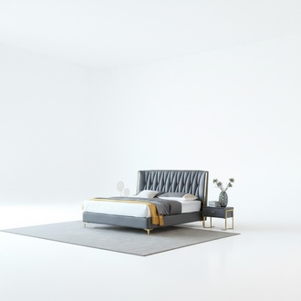 Hotel Luxus Design Betten Polster Metall Leder Schlafzimmer Edelstahl 180x200