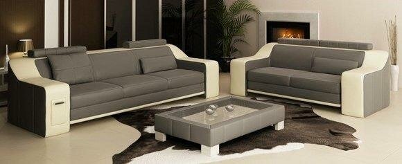 Sofagarnitur 3+2+1 Set Leder Polster Sofa Hutten Couch Designer Wohnlandschaft