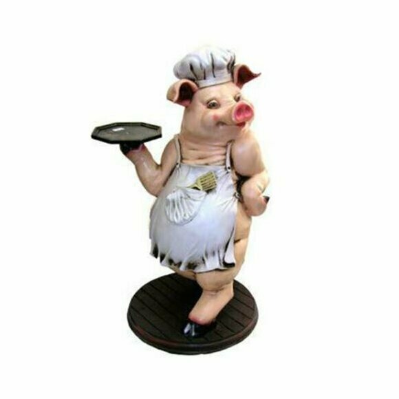 Schwein Butler Figur Statue Figuren Statuen Skulptur Restaurant Hotel 137cm