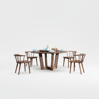 Italienische Holz Möbel Tisch 4 Lehn Stühle Stuhl Tische Sitz Polster Garnitur