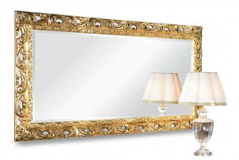 Italienische Klassischer Designer Spiegel Möbel Wandspiegel Holz Gold