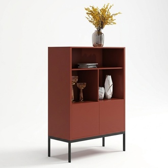 Italienische Kommode Stil Möbel Hoch Designer Schrank Schränke Orange Sideboard