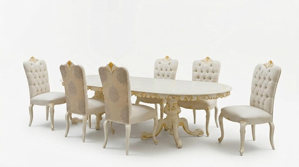 Italienische Möbel Massivholz Esszimmer 6x Stühle Lehn Stuhl Gruppe Garnitur