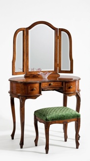 Italienische Möbel Holz 2tlg Luxus Schminktisch Hocker Barock Schlafzimmer Möbel