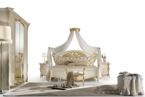 Italienische Schlafzimmer Möbel Luxus Designer Bett Doppel Betten Gold 180x200cm
