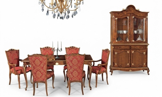 Italienisches Esszimmer Tisch + 6x Lehnstühle Stuhl Essgruppe Essgarnitur 7tlg. Neu