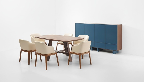 Italiensches Ess Zimmer Möbel 6x Lehn Stühle Tisch XXL Kommode Holz