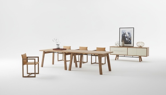 Italiensches Ess Zimmer Möbel 4x Lehn Stühle Tisch XXL Kommode Holz