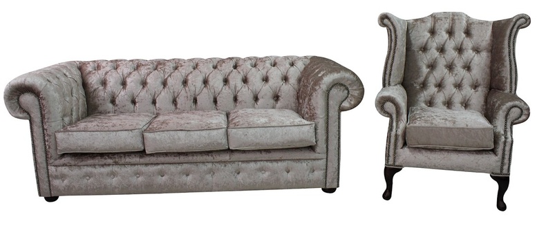 Chesterfield Design Sofagarnitur 3 Sitzer + Ohrensessel Couch Sofa Polster Set