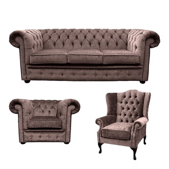 Chesterfield Design Luxus Polster Sofa Couch Sitz Garnitur Leder Textil Neu