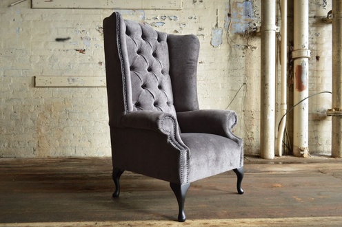 Ohrensessel Sessel Fernseh Design Polster Sofa Couch Chesterfield Textil