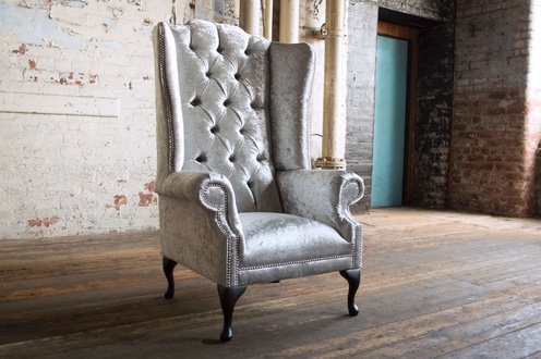 Ohrensessel Sessel Fernseh Design Polster Sofa Couch Chesterfield Textil