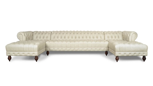 Chesterfield Couch U-förmig Sofa Klassische Leder Wohnlandschaft Ecksofa