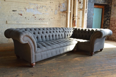 Chesterfield Ecksofa Sofa Couch Ledersofa Polster Eck Couch Garnitur