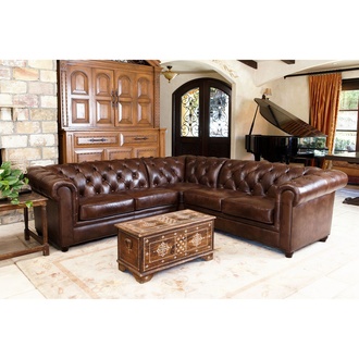 Chesterfield Ecksofa Sofa Couch Ledersofa Polster Eck Couch Garnitur