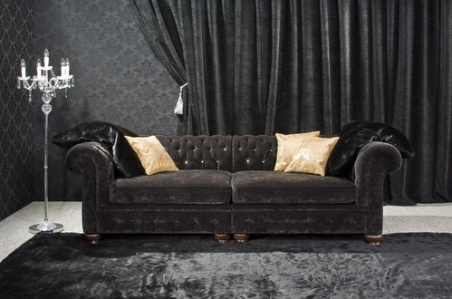 Chesterfield Couch Polster Sofas Klassische Leder Textil Sofa 3 Sitzer Neu