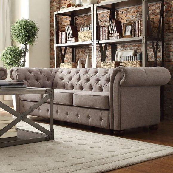 Edle Stoff Sofa Couch Chesterfield Polster Sitz Lounge Club Sofas Leder