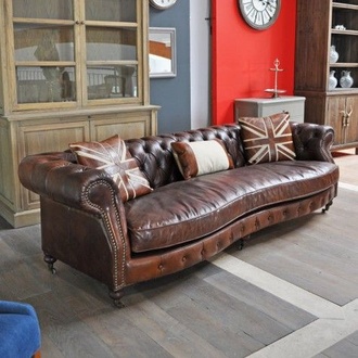 XXL Big Sofa Couch Chesterfield 245cm Polster Sofas 4 Sitzer Leder Textil #309
