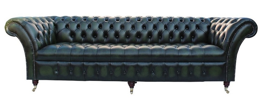 XXL Big Sofa Couch Chesterfield 240cm Polster Sofas 4 Sitzer Leder Textil #237